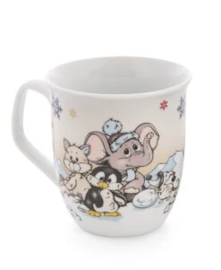 Nici 47314 Porzellantasse Elefant, Pinguin, Schneefuchs, Maus Winter Discovery