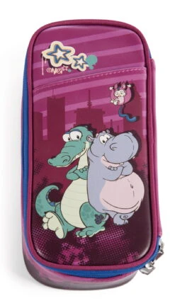 Nici 47985 Stiftmäppchen Krokodil & Nilpferd 21x10x6cm Wild Friends GREEN -Nici 47985 01 HA Frei 1163x2048