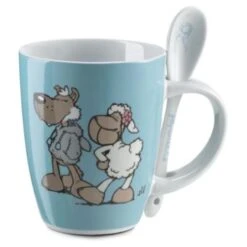 Nici 30052 Tasse Jolly Mäh Wolf Hugo & Schaf Rosa Blau Mit Löffel Porzellan